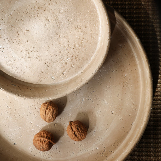 Travertine Pattern Round Edge Plate