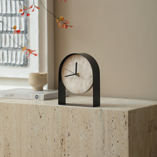 Travertine Table Clock