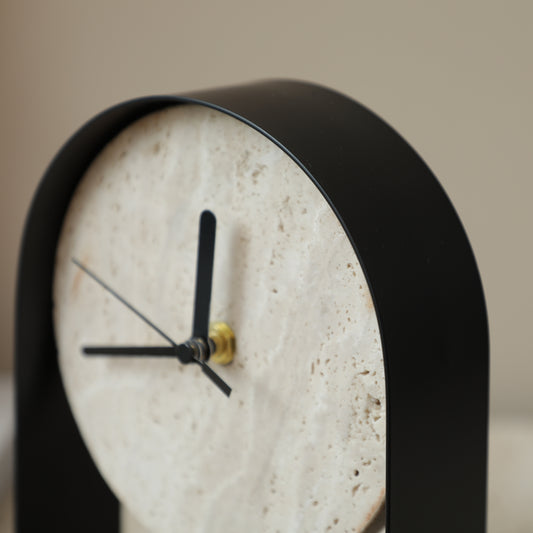 Travertine Table Clock